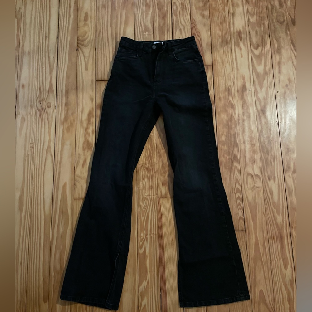 Black Denim Flare Legged Jeans